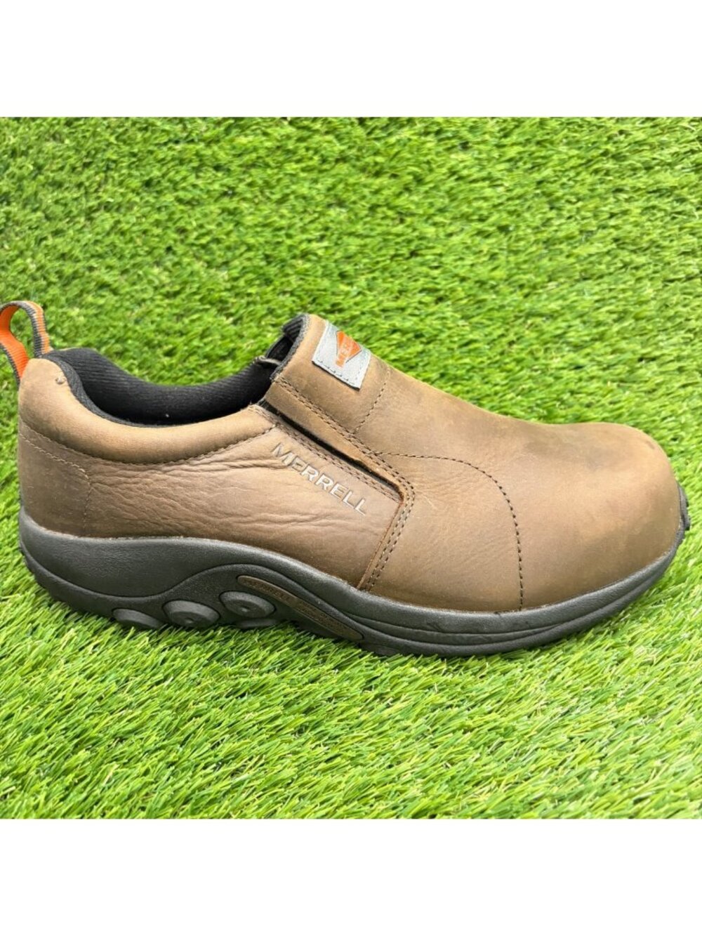 Merrell Jungle Moc Mens Size 11E Brown Leather Composite Safety Toe Work Shoes